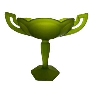 Vintage Green Satin Mist Frosted Glass Open Compote Dish for Candy/ Soaps; Footed Double-Handled
