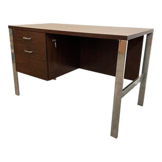 Mid Century Modern Rosewood and Chrome Desk For Sale