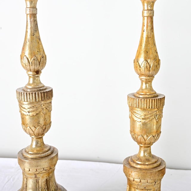 French Pair of 18th Century Gilt Candlesticks For Sale - Image 12 of 13