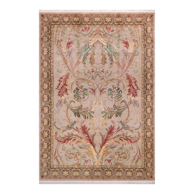 Bhati Pak-Persian Lucia Taupe/Green Wool Rug - 10'3'' X 14'4'' For Sale
