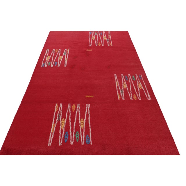 1960s Vintage Turkish Rug in Red With Colorful Geometric Patterns, From Rug & Kilim For Sale - Image 5 of 8