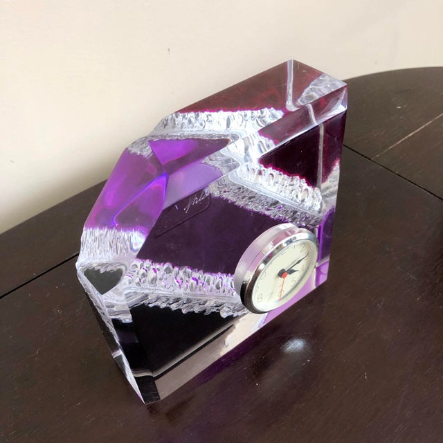 1994 purple/pink lucite clock by Shlomi Haziza.