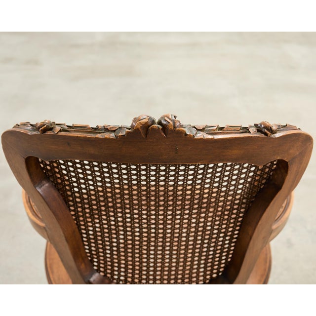 French Louis XVI Style Carved Walnut Cane Fauteuil Armchair For Sale - Image 11 of 18