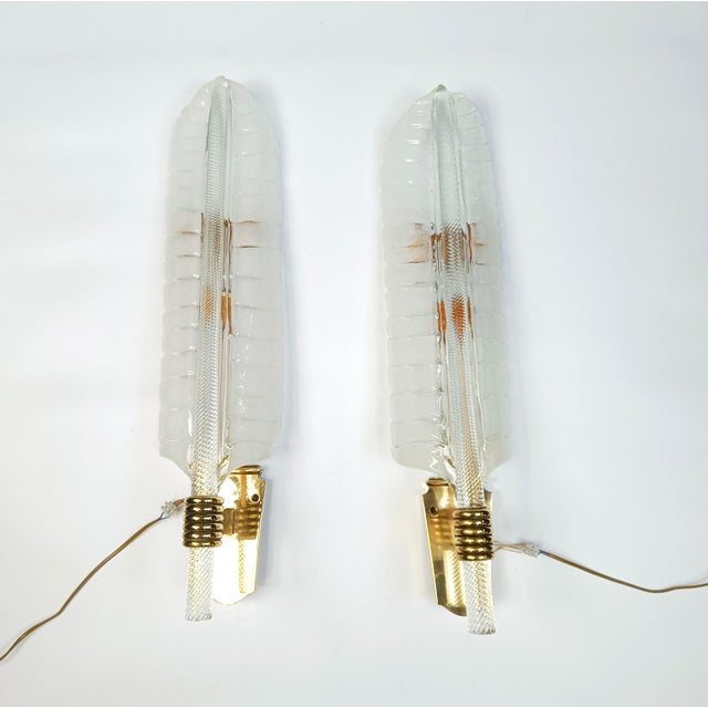 Gold Large Brass and Crystal Sconces attributed to Andre Arbus and Veronese, 1950s, Set of 2 For Sale - Image 8 of 13