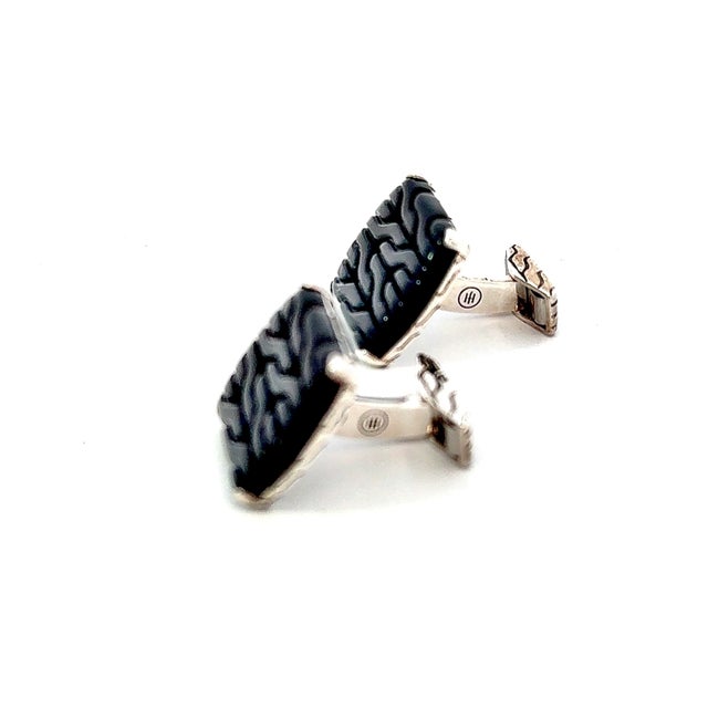 Authentic John Hardy Carved Onyx Cufflinks Sterling Silver Estate JH110 DETAILS Style: Carved Stone: Onyx Metal: Sterling...