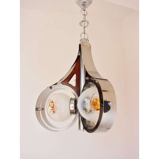Chrome and Murano Art Glass Pendant Lamp from Mazzega, Italy, 1970s For Sale - Image 11 of 13