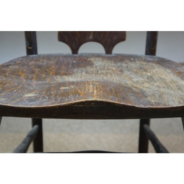 Antique Victorian Quartersawn Oak Child Doll Sized Desk Dining Chair 25" For Sale - Image 11 of 15