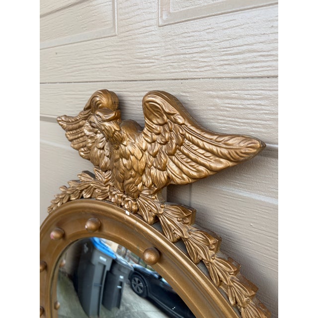 Mid 20th Century American Federal Giltwood Eagle Bullseye Convex Mirror For Sale - Image 4 of 10