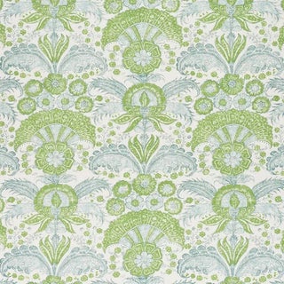 Sample - Schumacher Calicut Fabric in Leaf For Sale