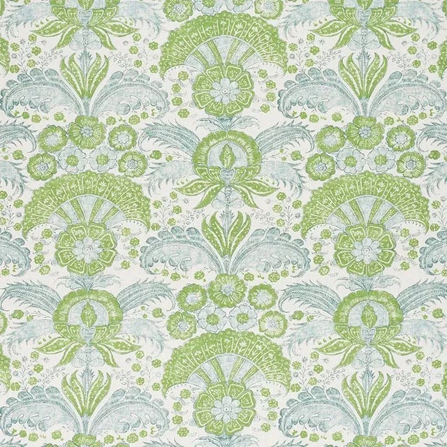 Sample - Schumacher Calicut Fabric in Leaf For Sale