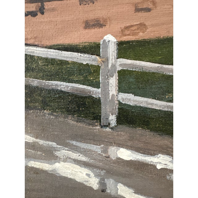 Blue 1990s Oil Painting - Landscape With Arched Stone Bridge and River by Lester J. Clarke For Sale - Image 8 of 11