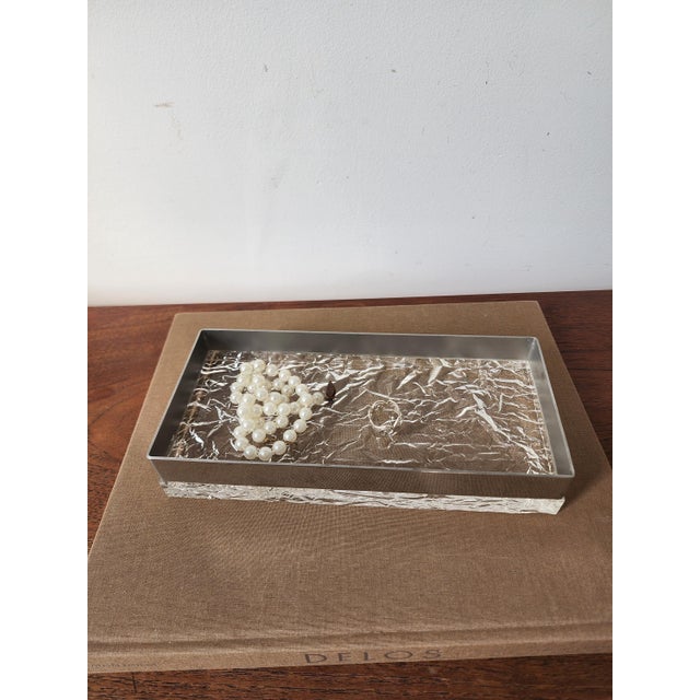 Willy Rizzo Style Lucite Ice Box, Mid Century Modern Lucite Chrome Decorative Box, Hollywood Regency Jewelry Box, Vintage Modernist Desk Box For Sale - Image 17 of 18