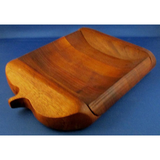 Vintage Danish Modern Curved Edge Cheese Board With Slide Out Tray For Sale - Image 4 of 11