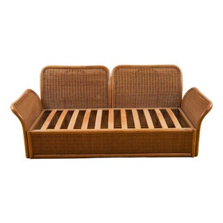 Vintage Brown Rattan Sofa For Sale