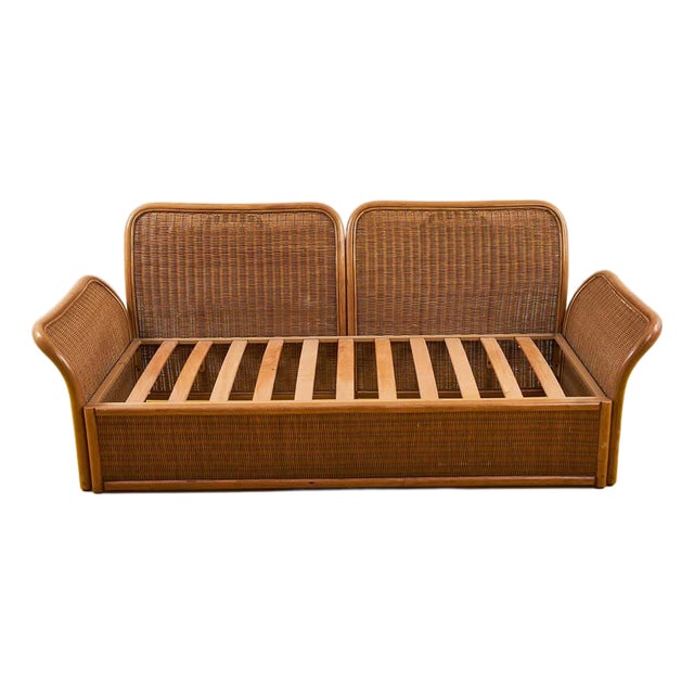 Vintage Brown Rattan Sofa For Sale