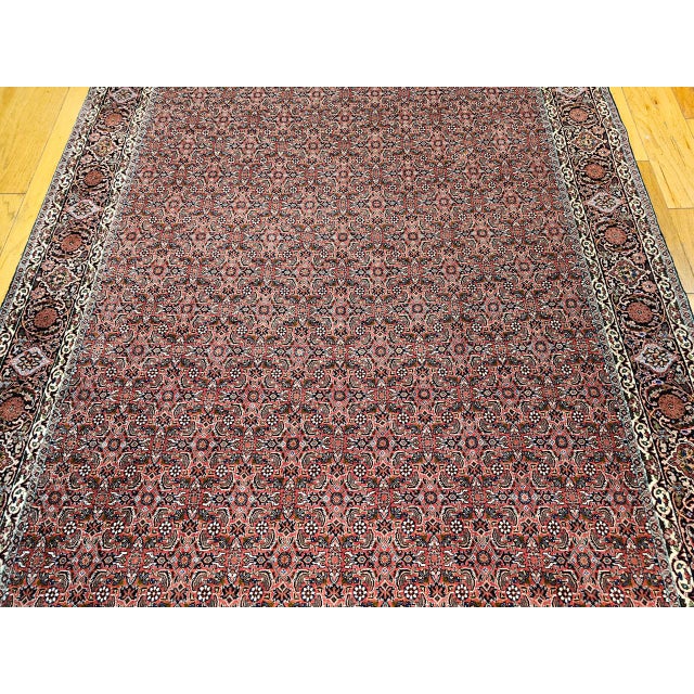 Persian Vintage Persian Bidjar Rug, Hand-Knotted Wool, Allover Herati Geometric Pattern, Red & Navy, 7x10 For Sale - Image 3 of 18