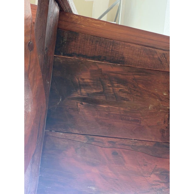 Late 20th Century Late 20th Century Artisan Made Folk Art Teak High Back Chair Thailand For Sale - Image 5 of 8