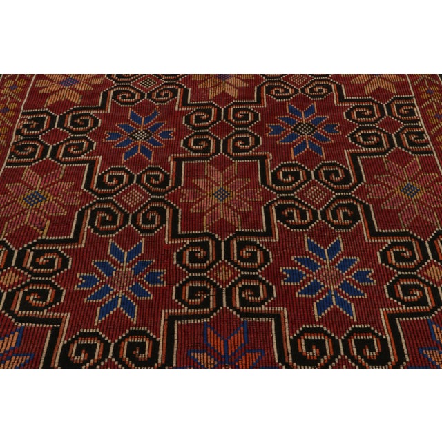 Rug & Kilim Vintage Cecim Kilim Rug in Red and Blue Tribal Floral Pattern For Sale - Image 4 of 6