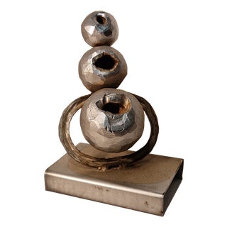 Gino Masciarelli, Informal Design Sculpture, 1970s, Silver Metal For Sale