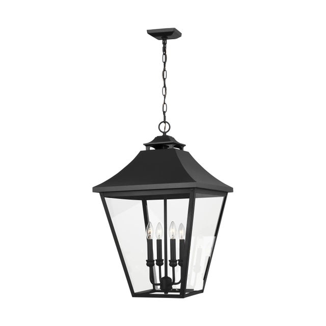 2020s Sean Lavin by Visual Comfort Studio Galena 4-Light Outdoor Large Pendant Lantern in Textured Black For Sale - Image 5 of 5
