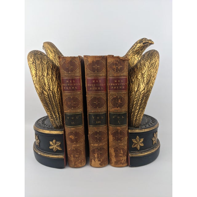 Late 19th Century Antique 1874 Elizabeth Barrett Browning Poems – Complete 3-Volume Leather-Bound Set For Sale - Image 5 of 18