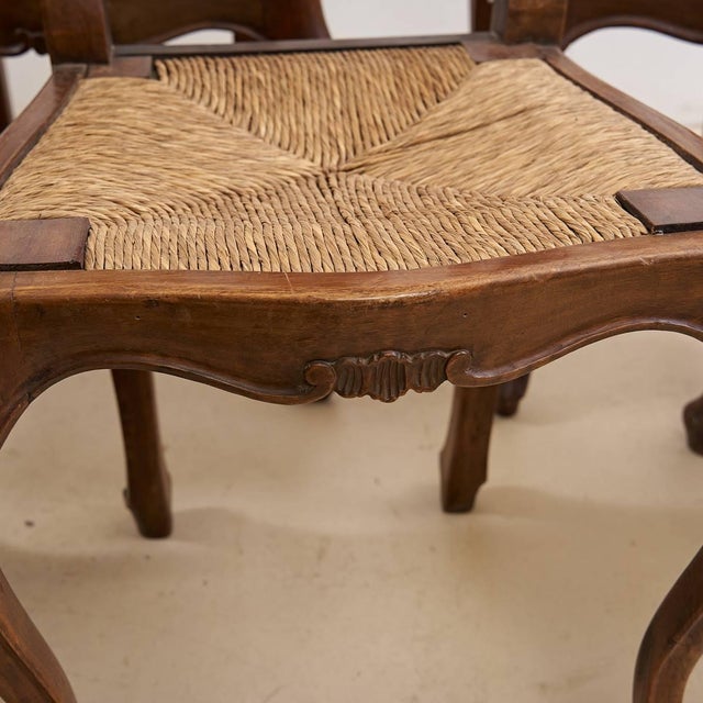 Antique Wooden Chairs with Straw Seats, Set of 8 For Sale - Image 5 of 8