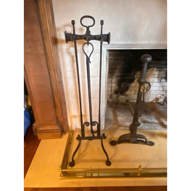 Antique 19th Century Traditional Large Hand Forged Iron Fireplace Tools - 6 Piece Set For Sale - Image 4 of 11