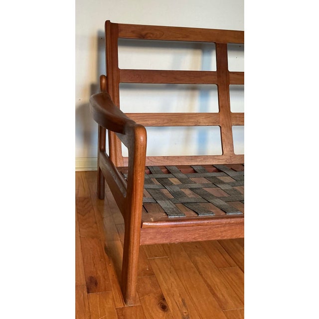 Brown Vintage Mid Century Modern Danish Solid Teak Loveseat Lounge, Circa 70s For Sale - Image 8 of 11