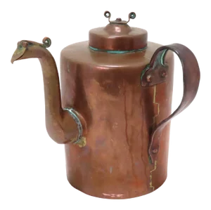 Antique Primitive Hand Made Solid Copper Tea Kettle
