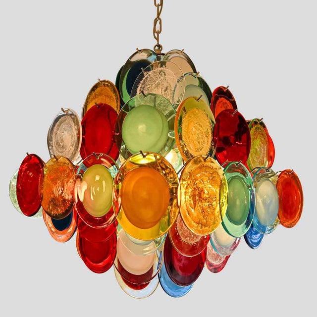 Pulegoso and Sommerso Glass Disc Chandelier from Vistosi, 1980s For Sale - Image 11 of 13