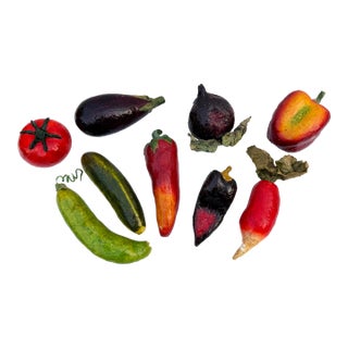 Vintage Handmade Papier-Mâché Garden Vegetables - Set of 9 For Sale