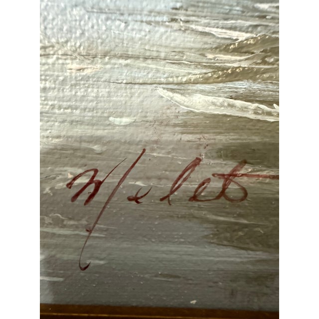 Vintage European Harbor Oil Painting Fishing Boats Seascape Framed Signed For Sale - Image 10 of 12