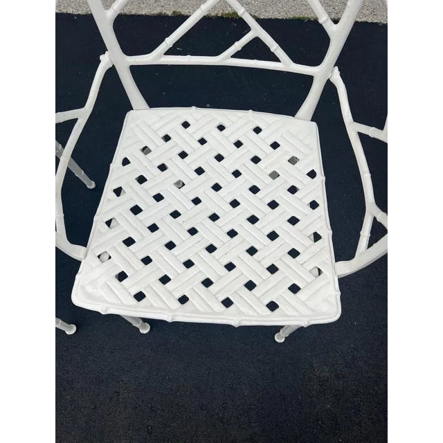 Pair of White Faux Bamboo “Calcutta” Chairs by Brown Jordan For Sale - Image 16 of 18