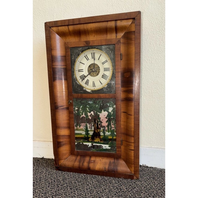 Victorian Seth Thomas Antique Round Dial Ogee Clock With Maple Wood Case For Sale - Image 3 of 12