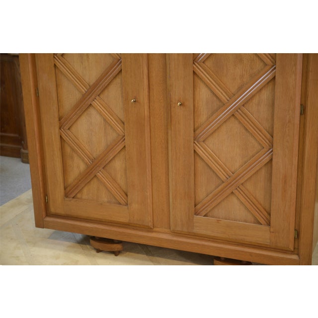 Light Oak Wardrobe with Geometric Lattice Pattern, 1940s For Sale - Image 13 of 15