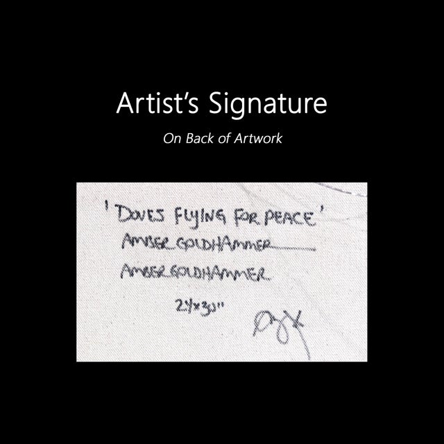 Doves Flying for Peace - Abstract Textural Layered Graffiti Mixed Media Painting Original Artwork by Amber Goldhammer For Sale - Image 9 of 9