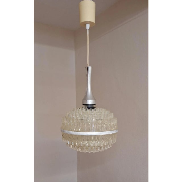 Vintage Ceiling Lamp with a Spherical, Transparent Knobbed Shade on a Chrome-Plated Plastic Mount, 1970s, in Very Good...