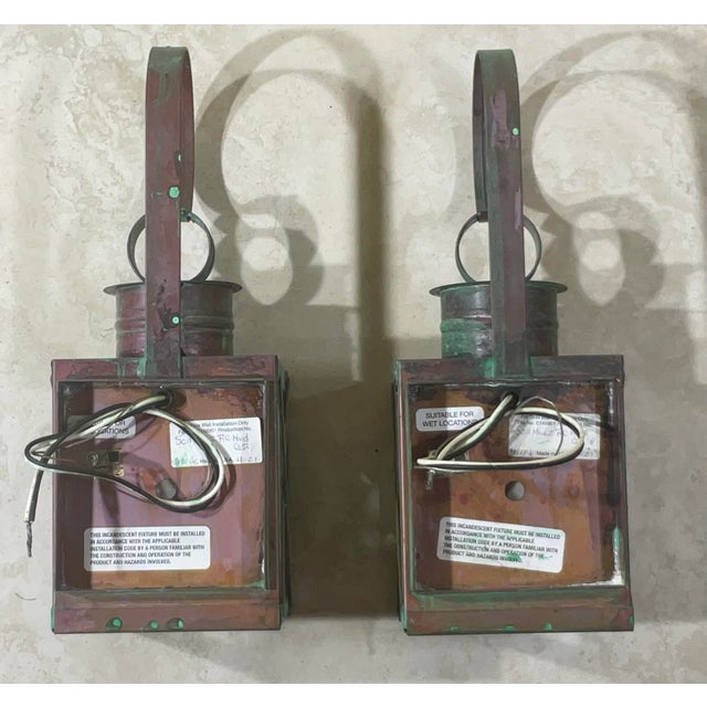 Funky Pair of Solid Copper Wall Lantern -13”h X 5”w X 5”.75 D For Sale - Image 9 of 13