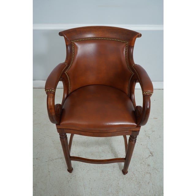 Traditional Set of 3 Hancock & Moore Leather Bar Counter Chairs For Sale - Image 3 of 18