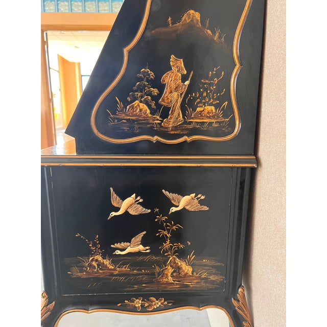 Chippendale Style Slant Top Desk in Black Lacquered Wood, Circa 1900 For Sale - Image 11 of 13