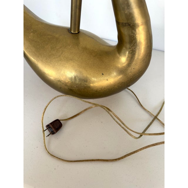 Metal Vintage Hollywood Regency Cast Brass Swan Table Lamp Mid-Century Sculpture For Sale - Image 7 of 18