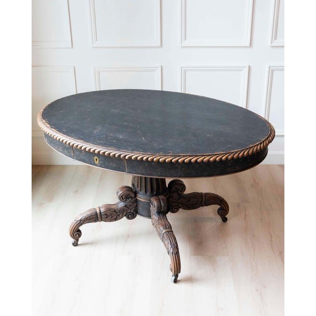 Swedish 19th Century Empire Oval Center Table, circa 1830 For Sale - Image 4 of 11