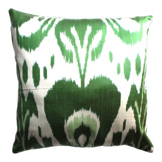 Contemporary Handmade Silk Ikat Pillow For Sale