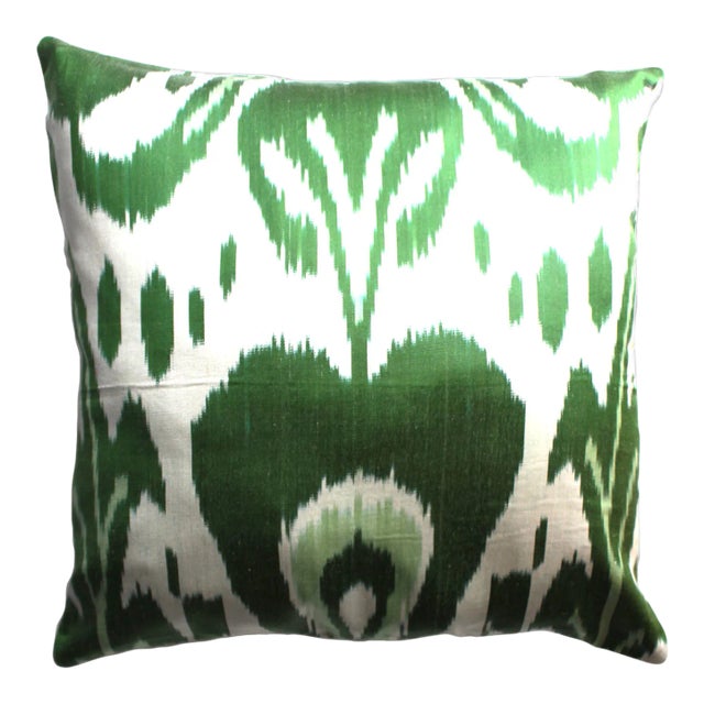 Contemporary Handmade Silk Ikat Pillow For Sale