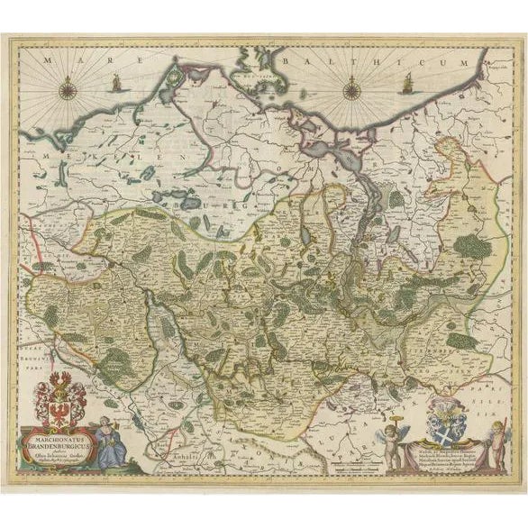 Antique Hand-Colored Map of Brandenburg For Sale