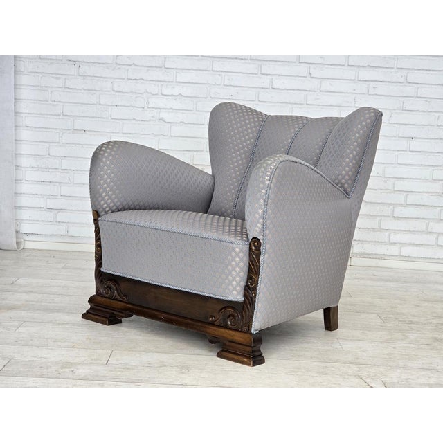 Danish Armchair in Fabric and Oak, 1950s For Sale - Image 11 of 18