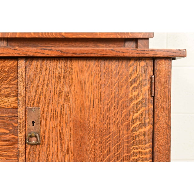 L. & J. G. Stickley Antique Mission Oak Arts & Crafts Sideboard or Bar Cabinet, Circa 1910 For Sale - Image 11 of 16