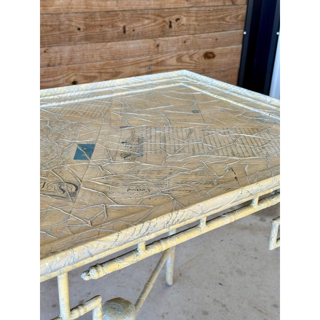 A rare and eye-catching piece by Century Furniture, this monumental side table blends chinoiserie flair with faux bamboo...