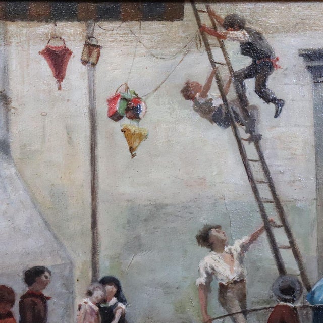 Children Playing, Oil Painting on Canvas, 19th Century, Framed For Sale - Image 10 of 16