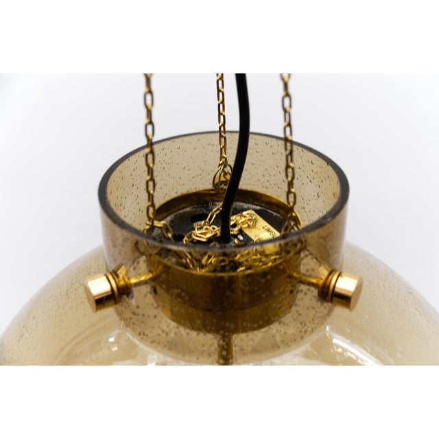 Brass and Smoked Glass Hanging Lamp from Limburg, Germany, 1960s For Sale - Image 13 of 14